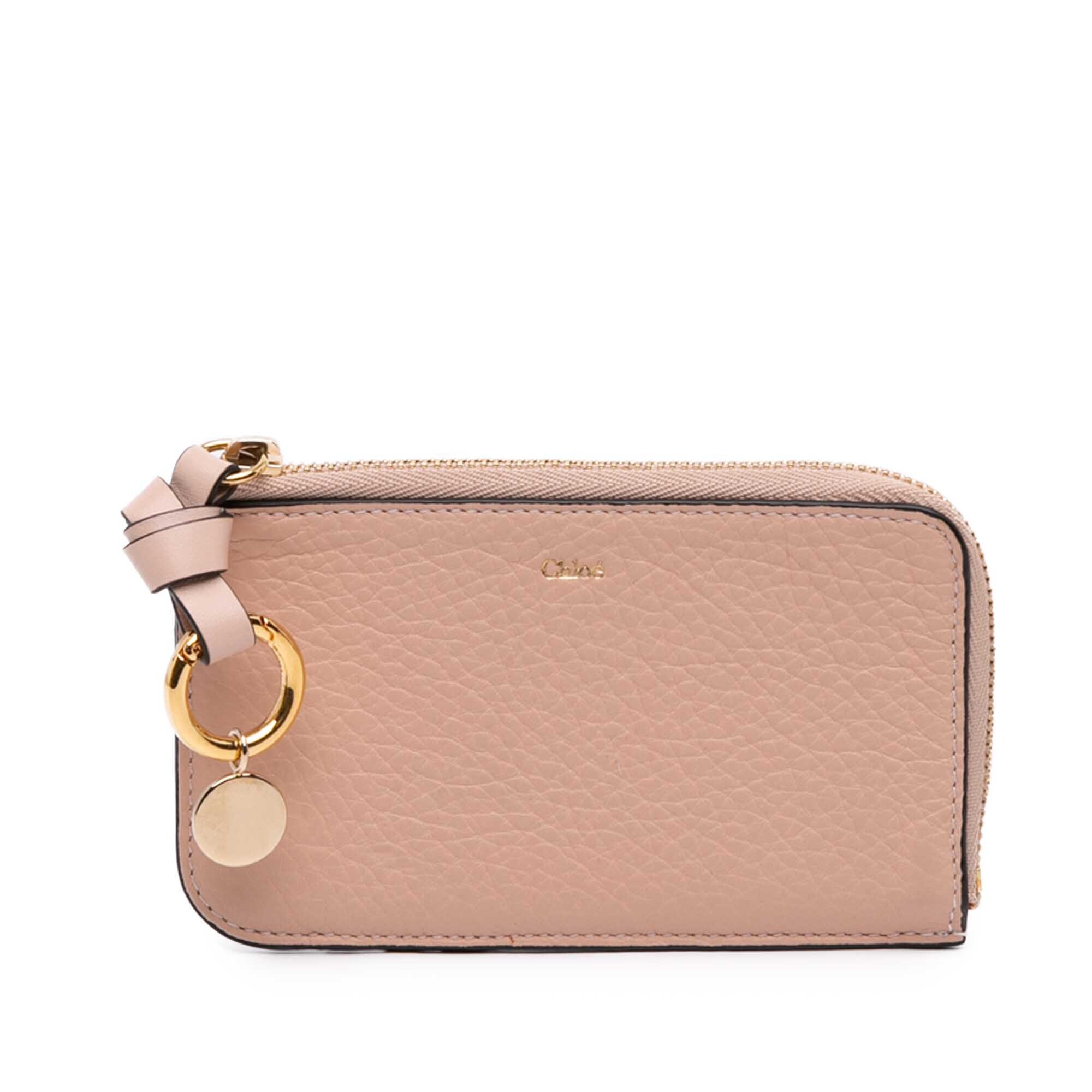 PreLoved Chlo Grained Leather Alphabet Zip Card Holder